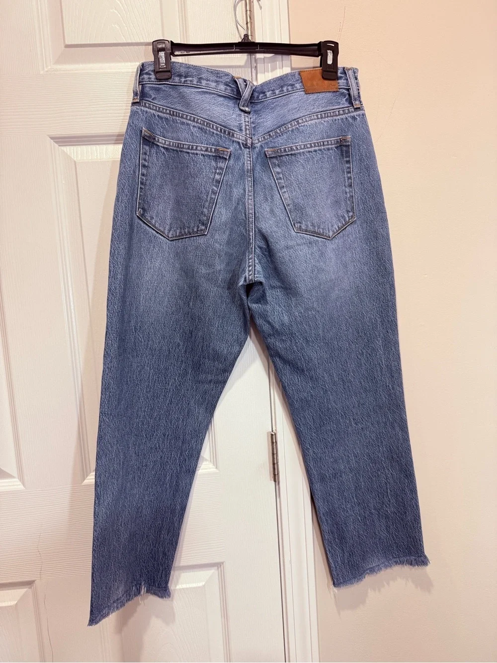 Crew Slouchy Boyfriend Jeans 27 Raw Hem Cropped High Rise Vintage Wash Denim